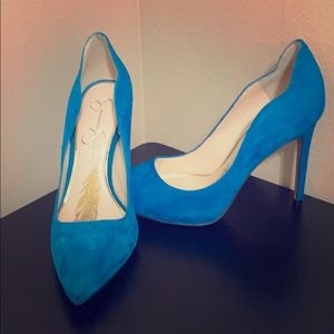 Turquoise Blue Suede looking heels